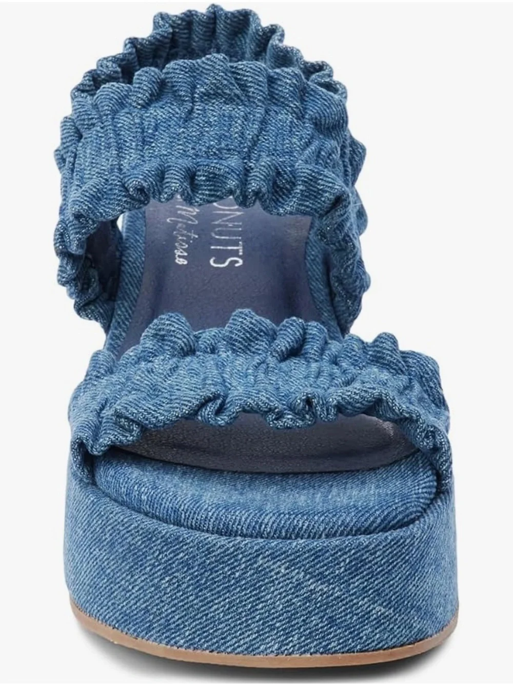 Still in Box: Coconuts by Matisse Blue Denim Ruffle-Strap Platform Sandals 8M
